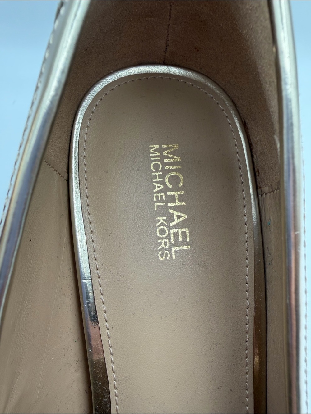 Michael Michael Kors Eden Loafer Pumps Pale Gold Metallic Leather Size 10 - Picture 5 of 11